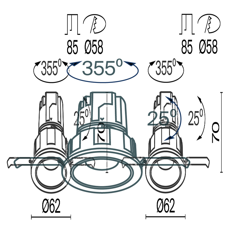Встраиваемый светильник Technical DL057-7W3K-W