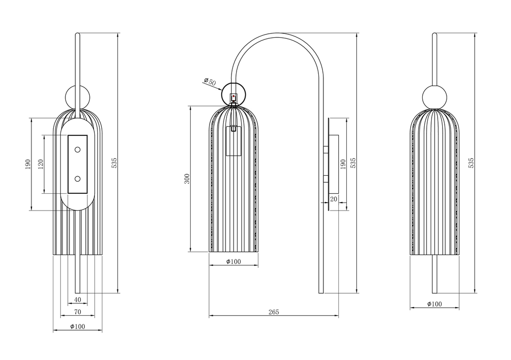 Настенный светильник (бра) Maytoni MOD302WL-01GR